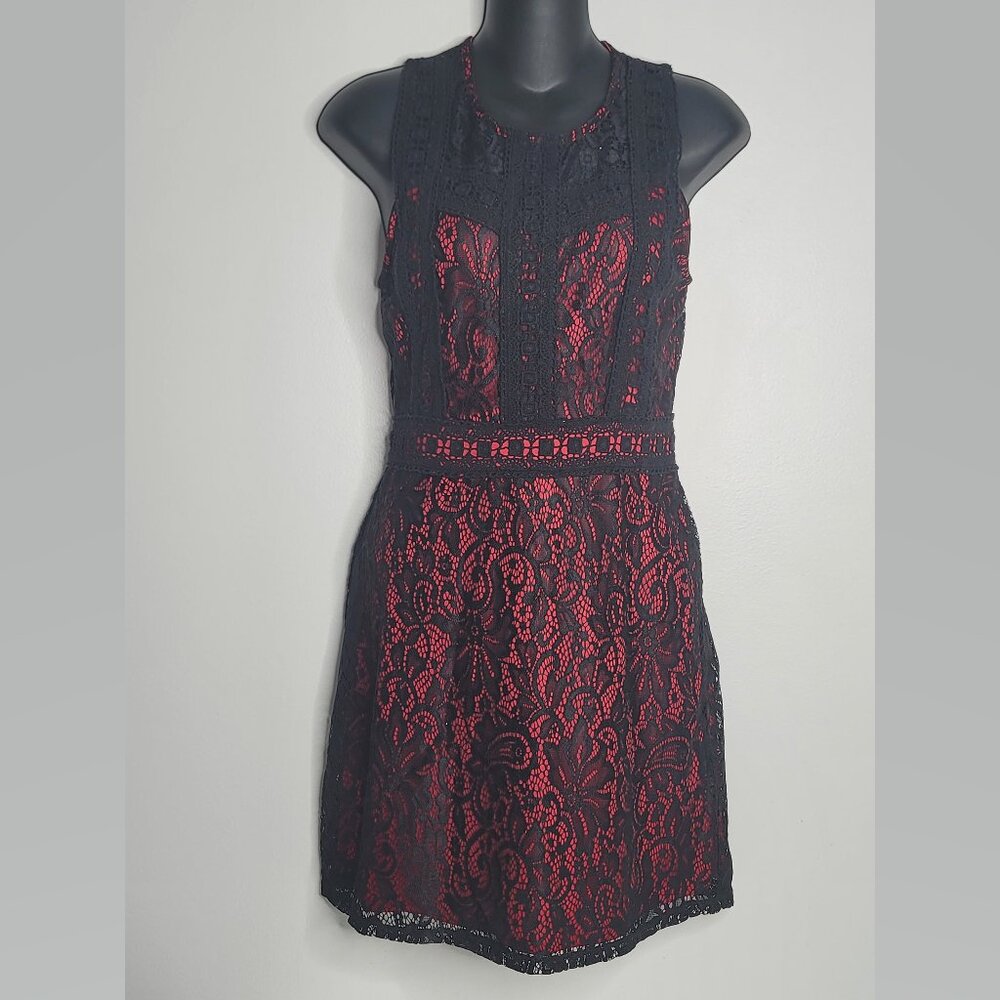 Disney Coco Dress Small Red Black Lace‎ Overlay Los Muertos Fit Flare Love Goth